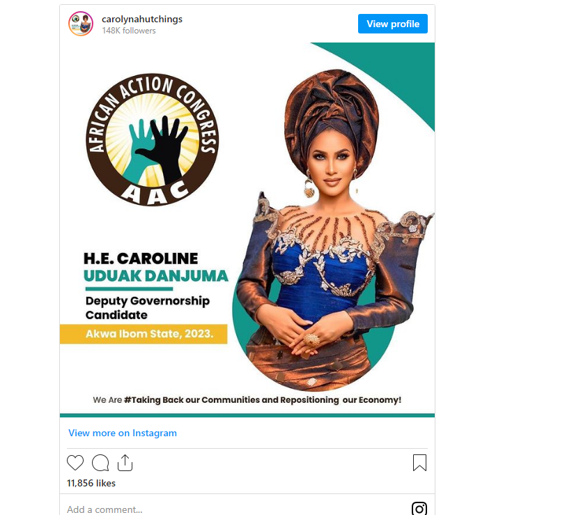 Caroline Danjuma confirms She’s AAC’s Deputy Governorship Candidate in Akwa Ibom 2 Screenshot of Caroline Danjuma's post