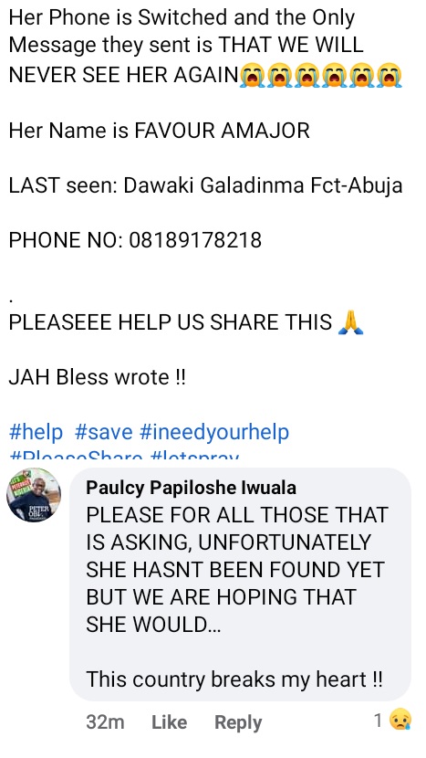 ''You will never see her again" abductors tell family of young lady kidnapped in Abuja 3 Young lady allegedly kidnapped in Abuja