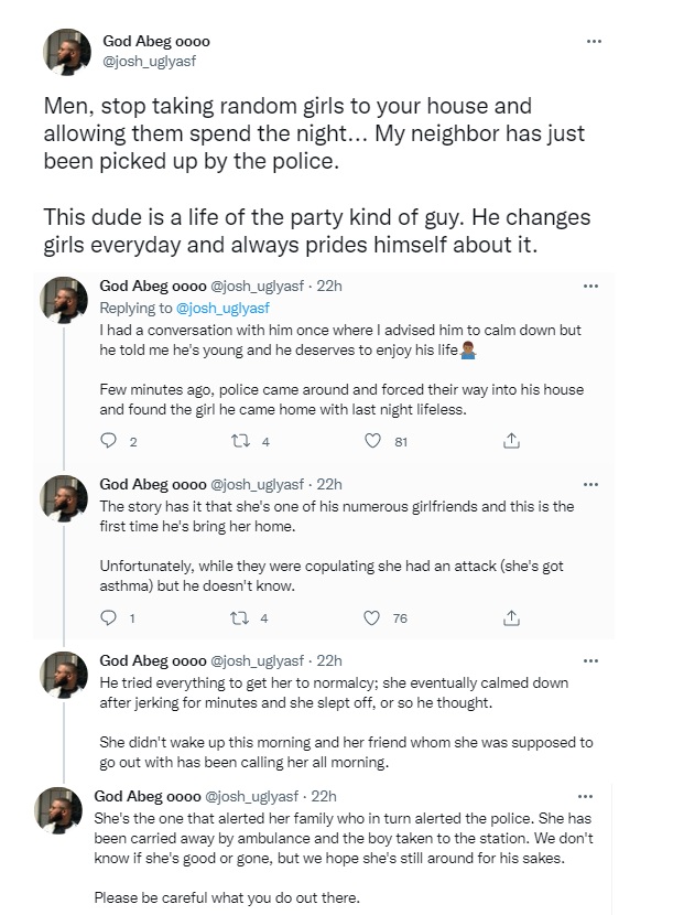 Man arrested after a random lady he brought home passes out during sex 2 Man arrested after a random lady he brought home passed out during sex